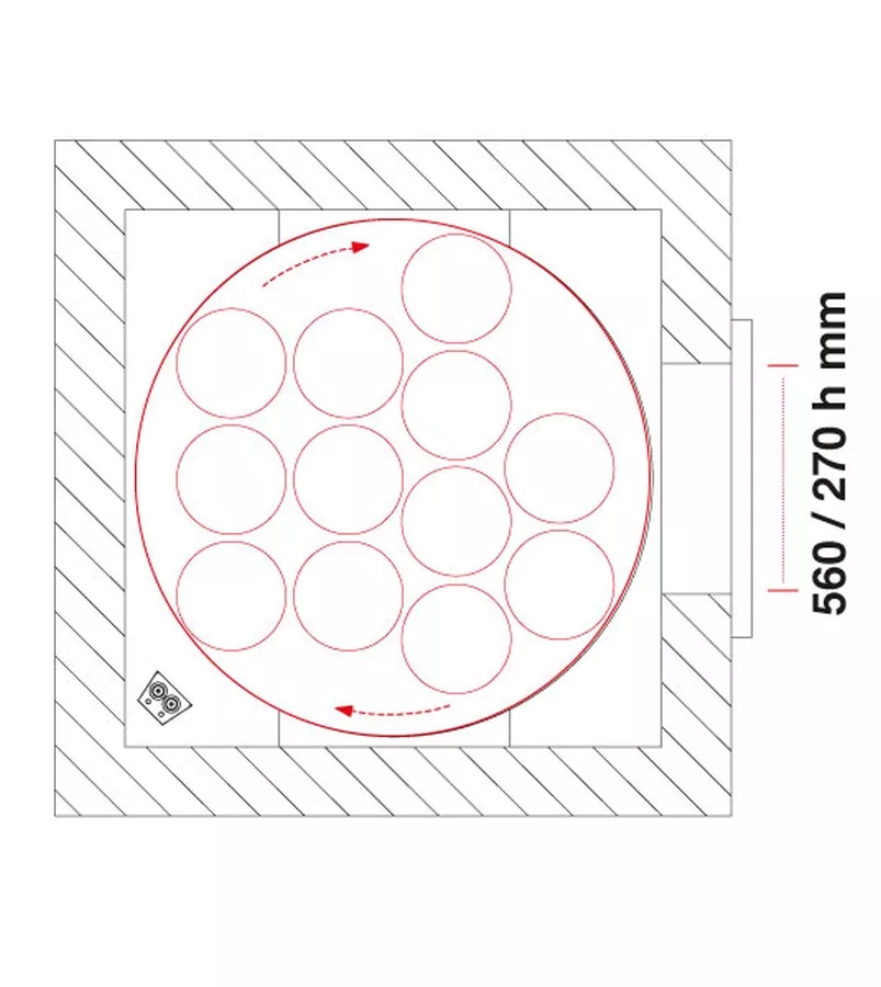Gas Pizzaofen Pavesi PVP 130 | Backfläche rotierend | 10 bis 12 Pizzen | B1700 x T1750 x H1900 mm